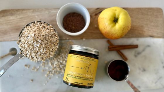 Homemade apple cinnamon oat pancakes served for a nourishing fall breakfast