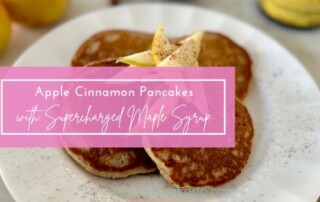 Supercharged apple cinnamon pancakes with functional mushroom maple syrup